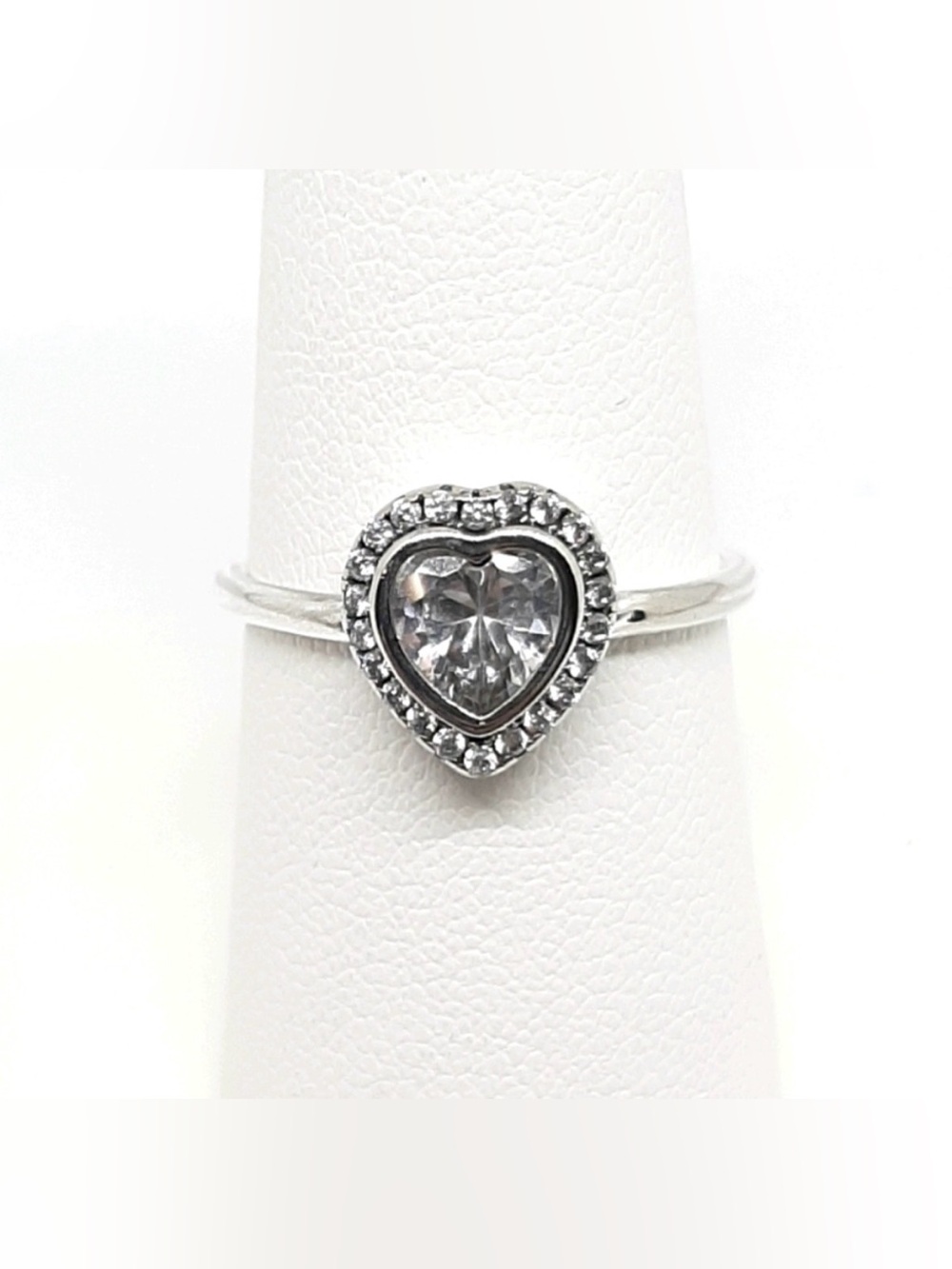 Sterling Silver CZ Stone Heart Ring Size 6 New